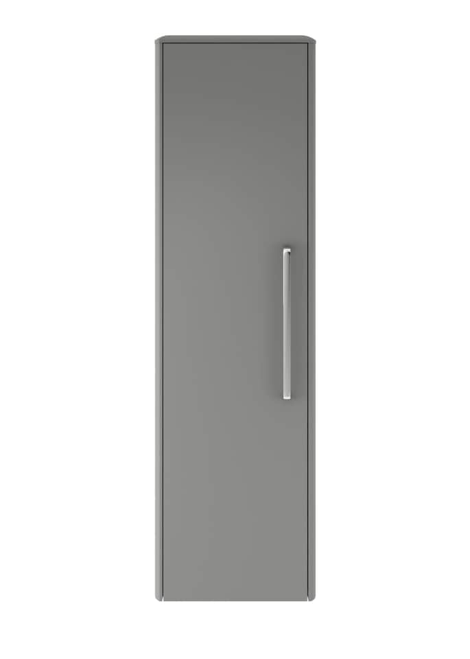 image 1 of Balterley Contemporary Bathroom Wall Hung Single Soft Close Door Tall Storage Unit with 2 Shelves, Cool Grey, 1200 x 350 x 250mm