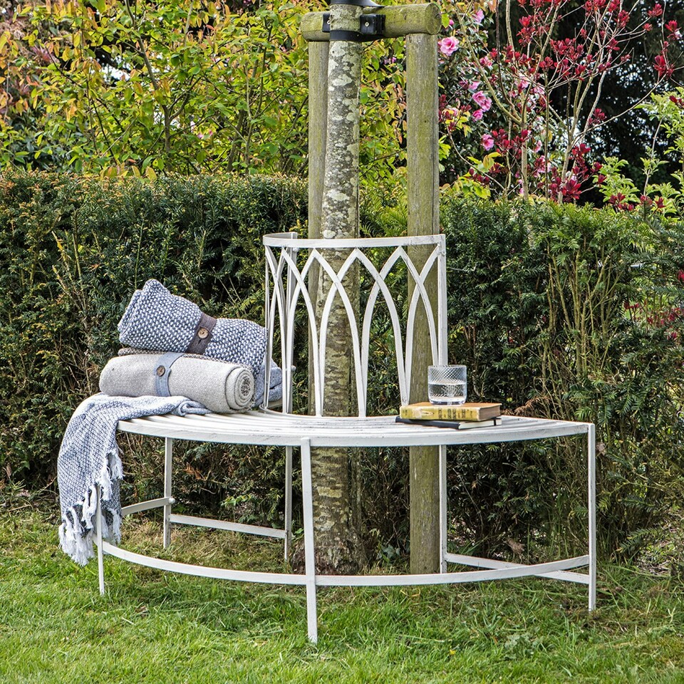 image 1 of Bench: Eclipse Outdoor Tree Bench Seat, White White