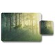 image 1 of Forest in the morning in a fog in the sun, trees in a haze of light, glowing fog among the trees (Placemat & Coaster Set)