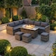 image 2 of The Tarporley Grey 9 Seat Corner Rattan Dining Set - Fire Pit