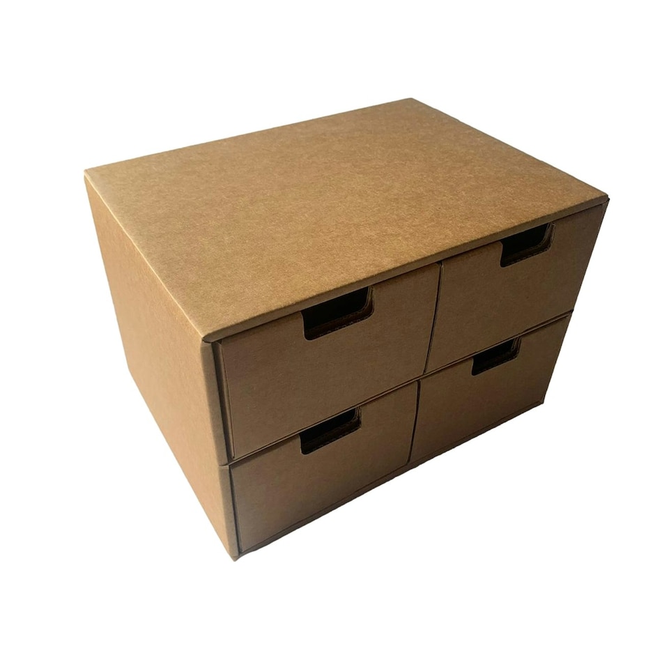 image 1 of Kraft Desktop Organiser Drawers Cardboard DIY Storage Box