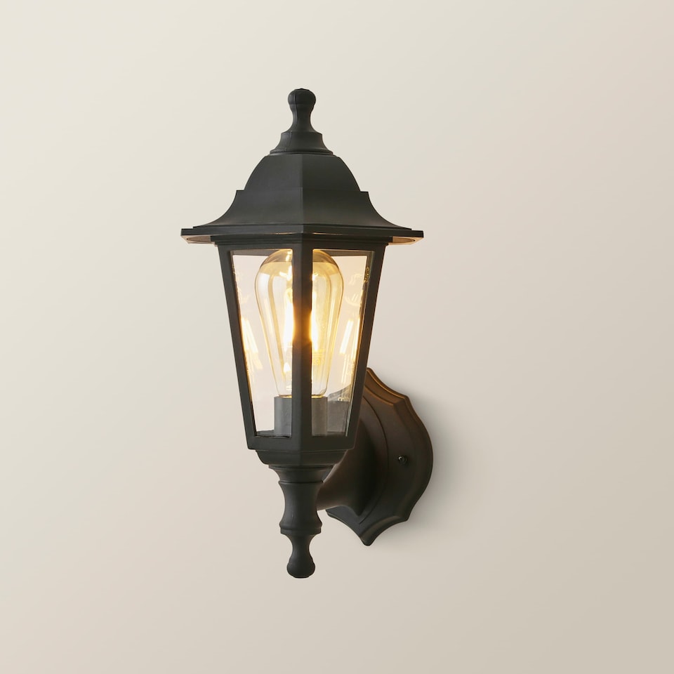 image 1 of ValueLights Black Traditional Wired Outdoor Security Lantern Wall Light