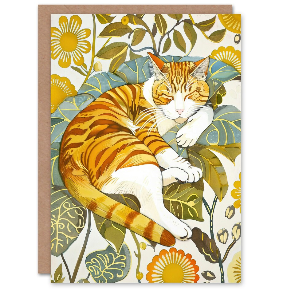 image 1 of Orange Tabby Cat Lover Him Her Birthday Card