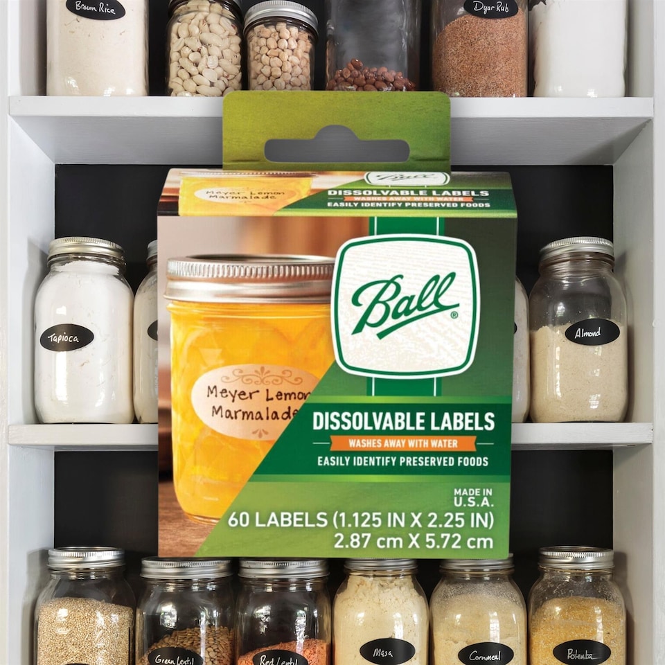 image 1 of Ball Dissolvable Self-adhesive Labels For Preserves Jars - Pack Of 60 Labels
