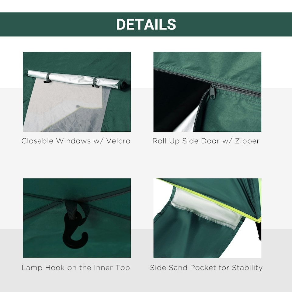 image 1 of Outsunny 2 Man Pop-up Beach Tent Sun Shade Shelter Hut w/ Windows Door Blue