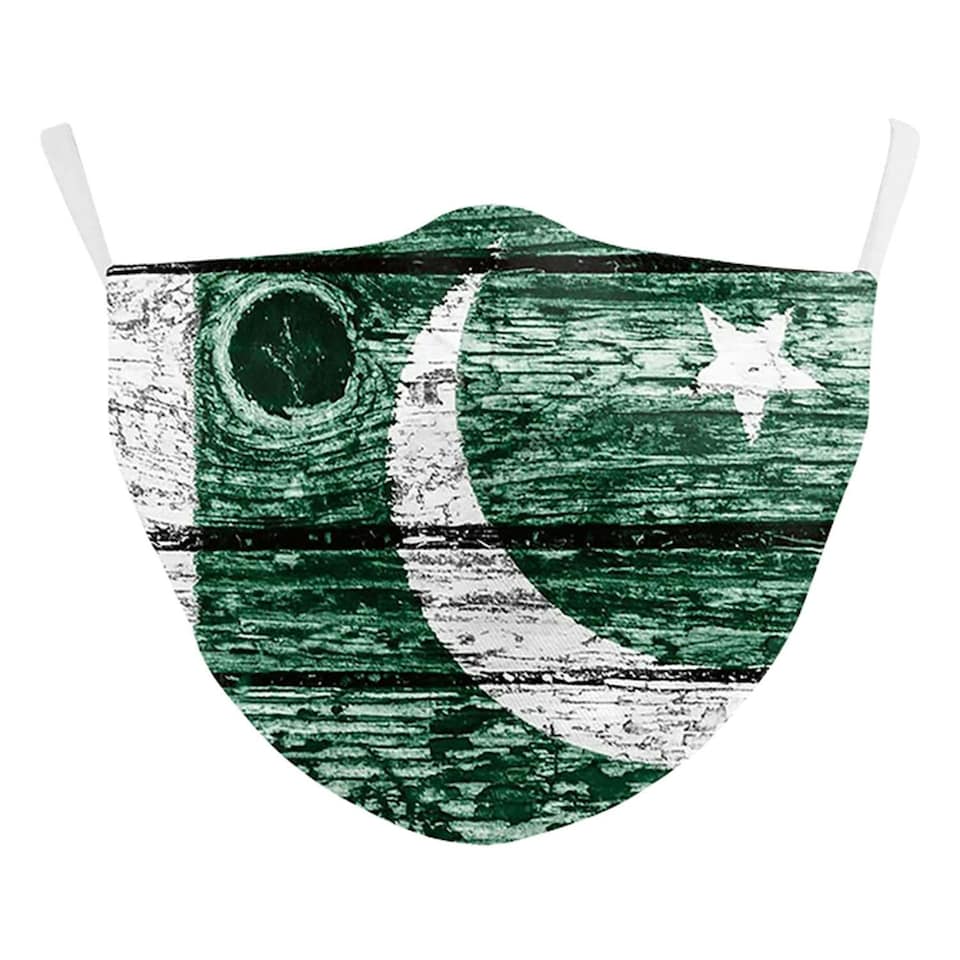 image 1 of 3D Mask- Three Layer with Filter Pocket Adults Pakistan Flag Multi