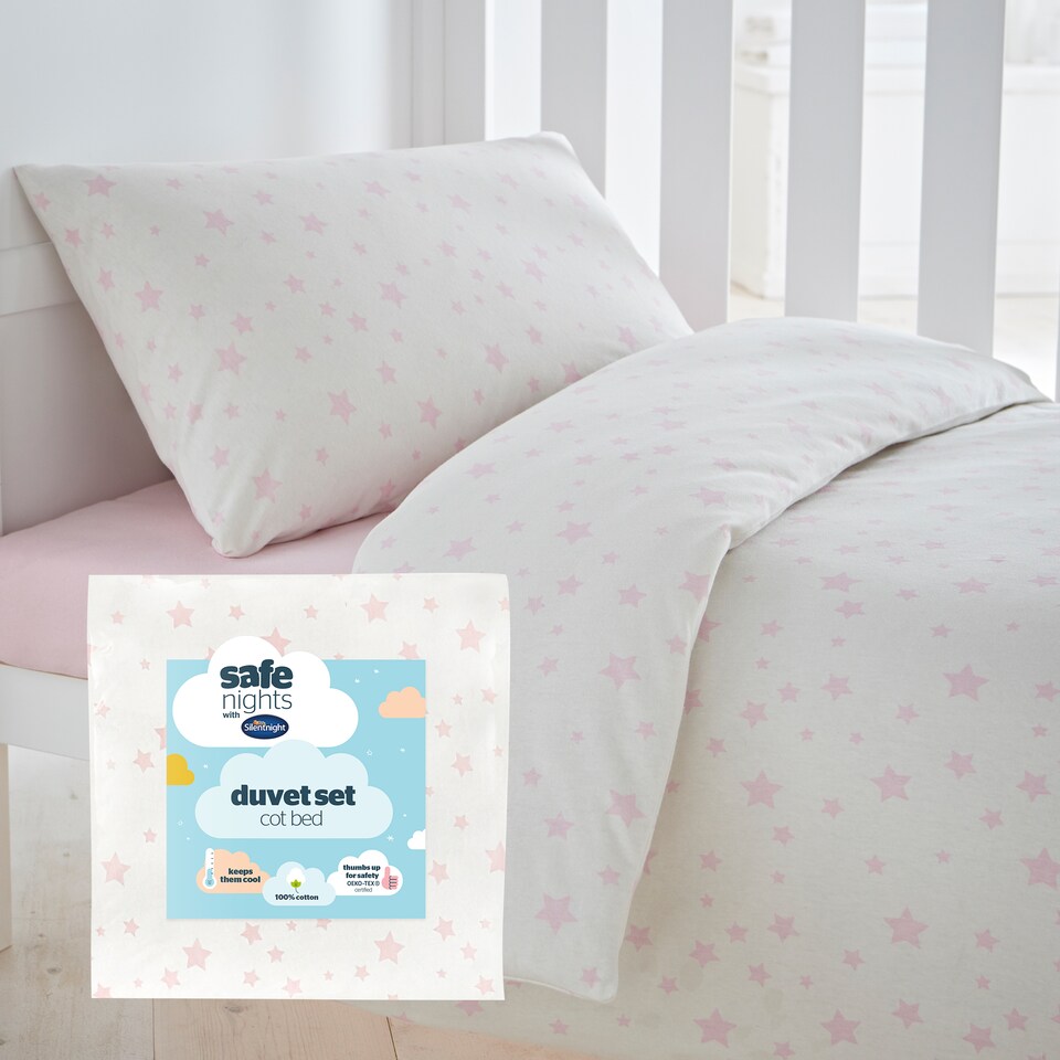 image 1 of Silentnight Safe Nights Stars Cot Bed Duvet Set