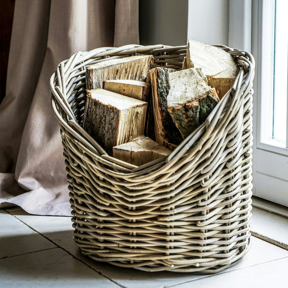 image 1 of Wicker Log Basket Round N/A