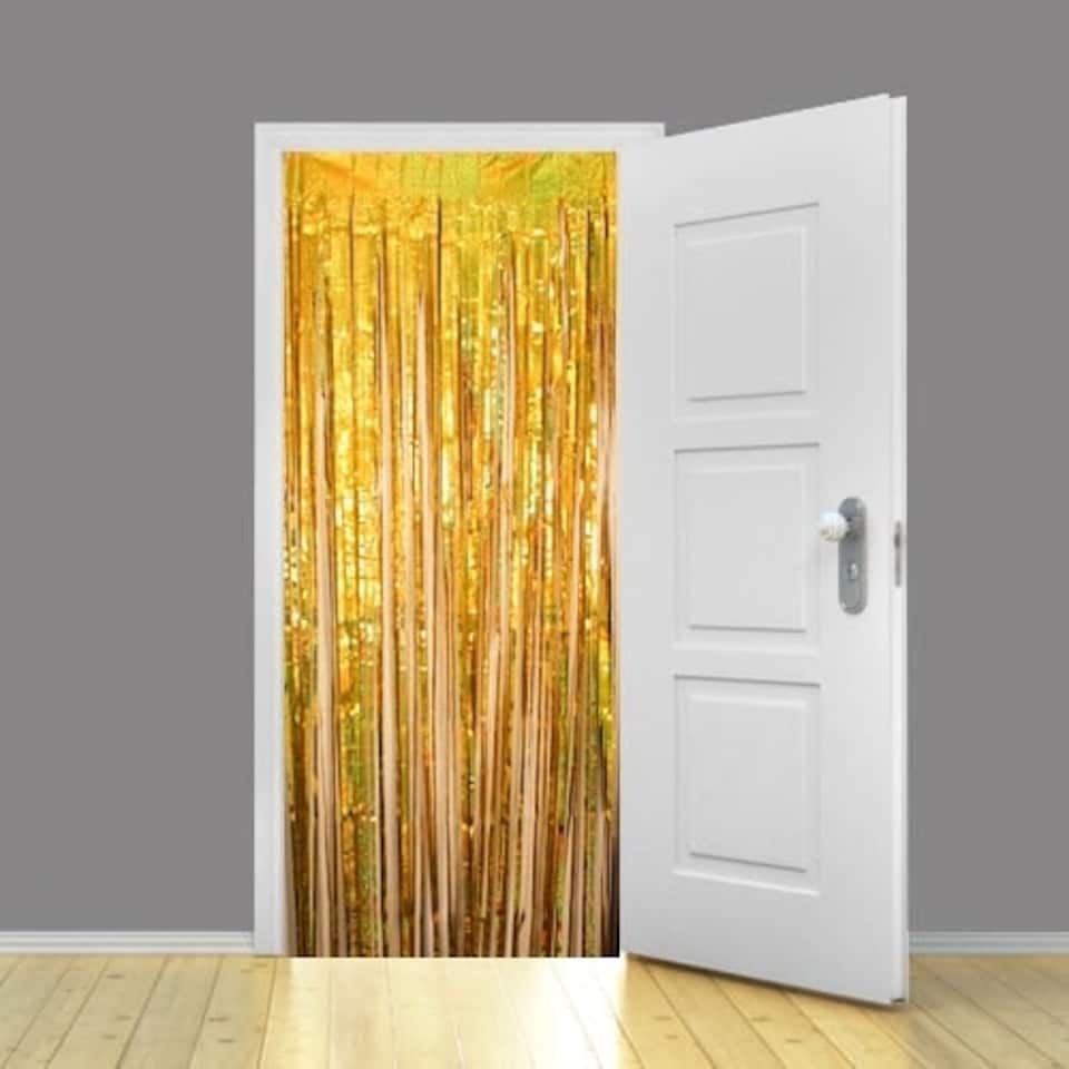 image 1 of Holographic Gold Foil Door Curtain Backdrop 92cm x 244cm - Pack of 5