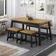 image 3 of Core Products Corona Black, Live Edge Large Dining Table H76cm x W150cm x D80cm Black | antique waxed pine