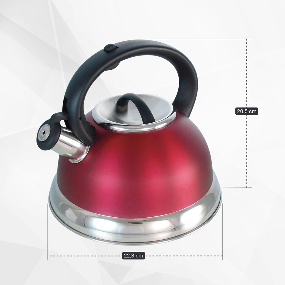 image 1 of Buckingham Stainless Steel Retro Whistling Kettle 3 Litre Red