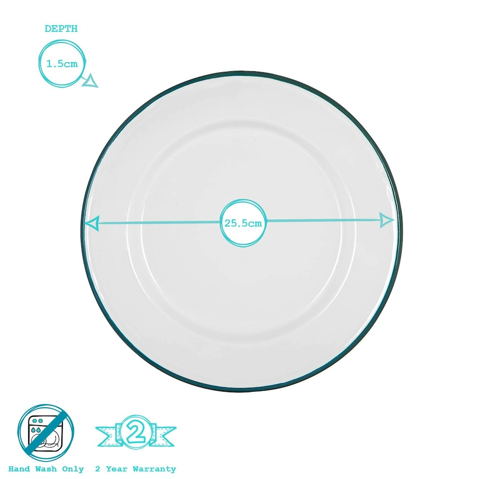 image 1 of Argon Tableware White Enamel Dinner Plates - 25.5cm - Green - Pack of 6 Green