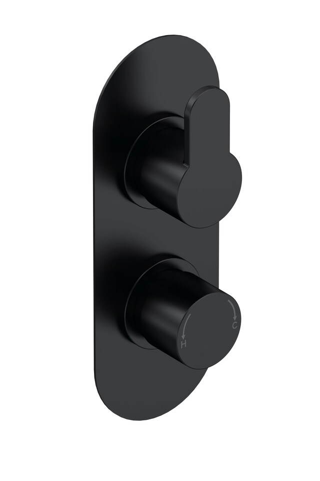 image 1 of Balterley Pride Concealed Round Twin Thermostatic Shower Valve with Diverter | Black | Matt Black | 1