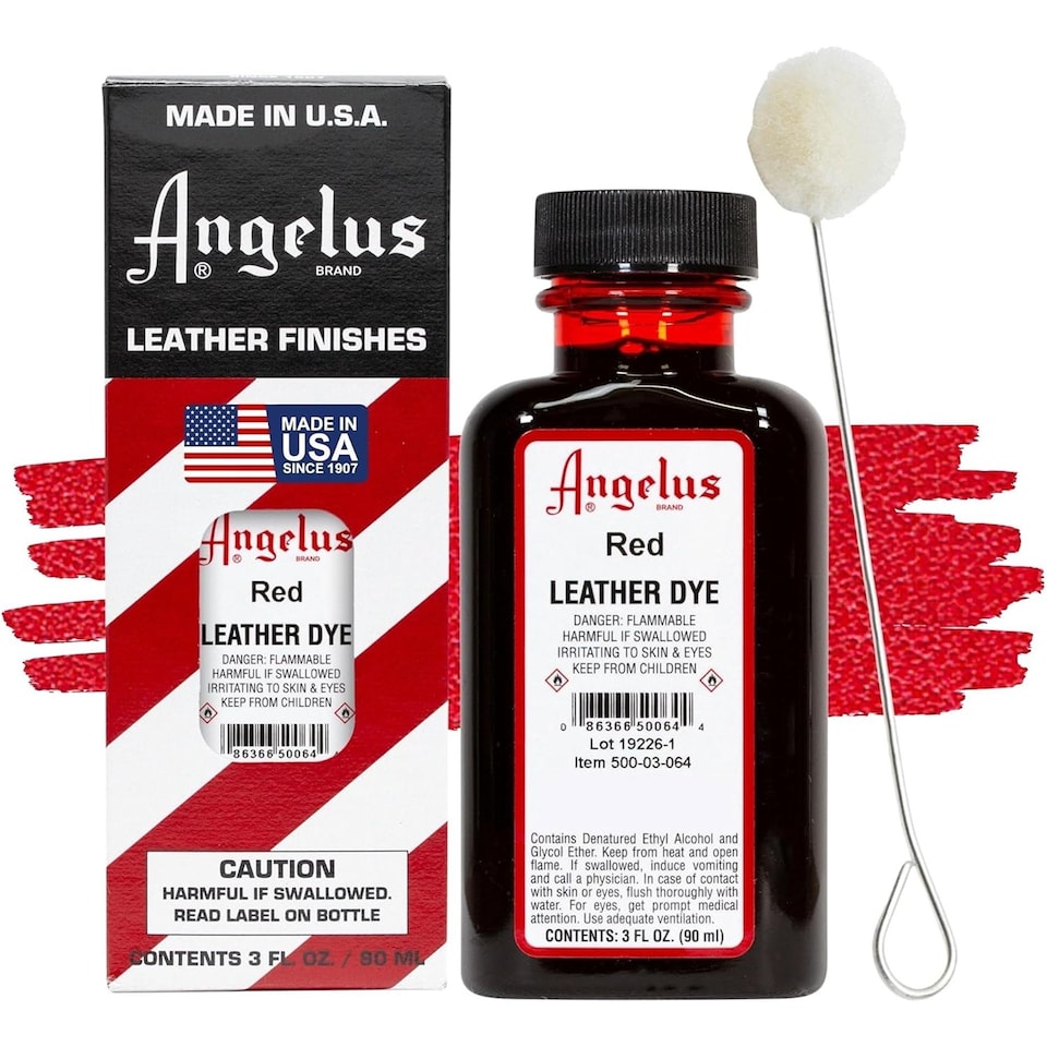 image 1 of Angelus Leather Dye - Permanent Deep Penetrating Colour Change 3oz | Red | Red
