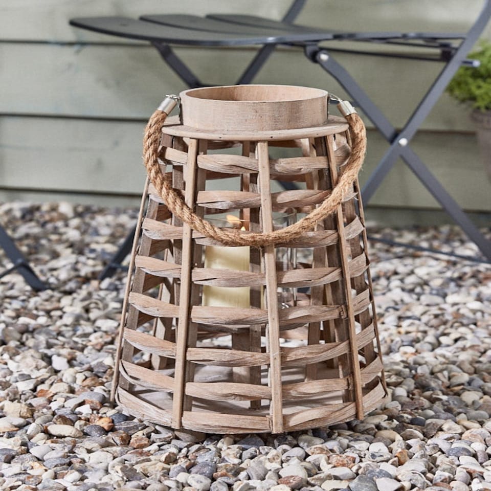 image 1 of Durban Conical Bamboo Lantern Brown