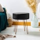 image 6 of Harbour Housewares Velvet Footstool - Round Modern Dressing Table Footstool Vanity Seat Chairs - 40 x 35cm - Black/Gold | Black | Black/Gold | Pack of 1 | 1