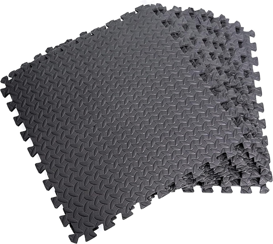image 1 of 8pcs Black EVA Gym Flooring Puzzle Mat 60x60cm Interlocking Non Slip Floor Tiles for Home Workout, Yoga & Fitness | Black