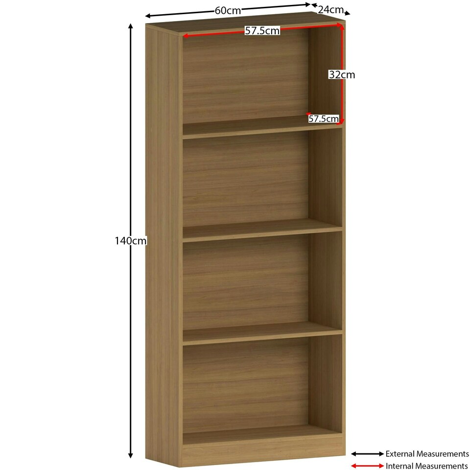 image 1 of Vida Designs Cambridge 4 Tier Large Bookcase Display Storage, Oak