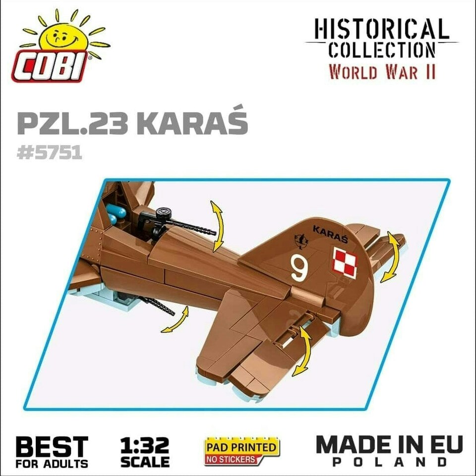 image 1 of PZL.23 Karas brick plane model - COBI 5751- 586 bricks