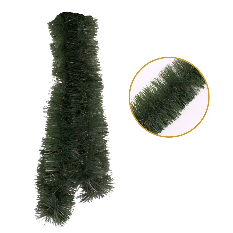 2m Christmas Fine Cut Matte Green Tinsel