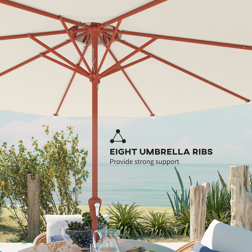 image 1 of Outsunny 2.7 m Garden Parasol with Double Top, Cream White | Cream | Cream White | 270 x 270 x 240 cm