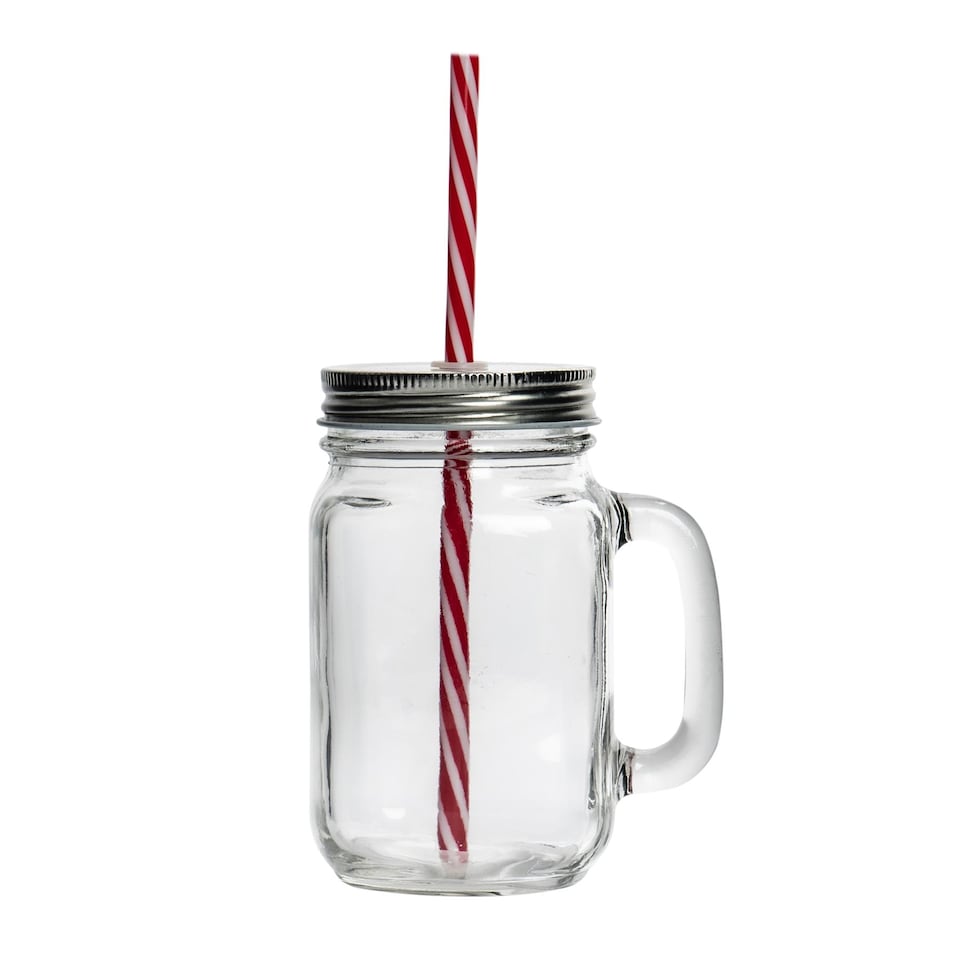image 1 of Rink Drink Mason Drinking Jar Glasses with Straws - 450ml - Pack of 4 | Clear | Clear