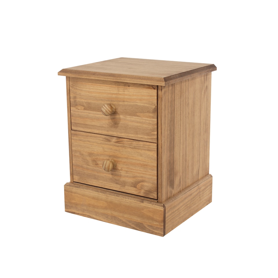 image 1 of Cotswold 2 Drawer Bedside Cabinet - Antique Waxed Pine, Traditional Rustic Country Design | Brown | Antique Waxed Pine | One Size | 1
