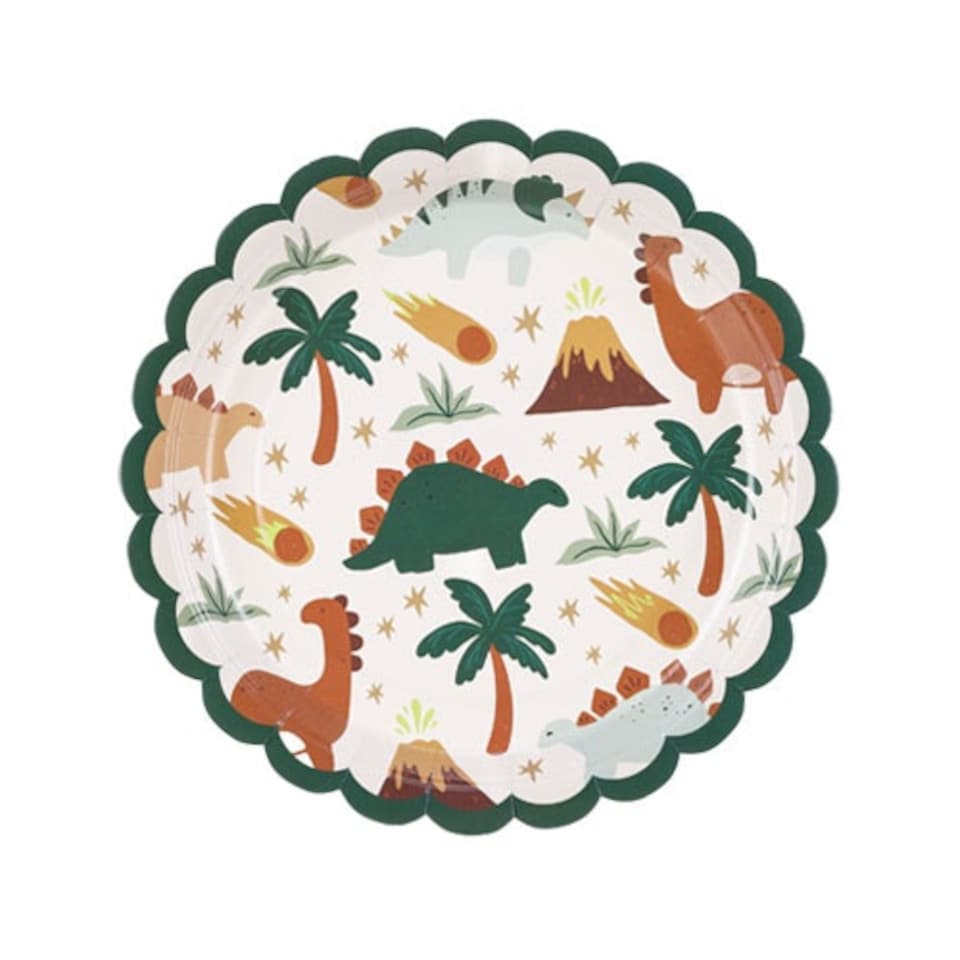 image 1 of Dinosaur Round Paper Plates 18cm - Pack of 6
