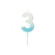 image 2 of Blue Ombre Number '3' Celebration Candle