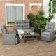 image 2 of Outsunny 4 Piece Rattan Garden Furniture Set with Sofa, Glass Table, Grey