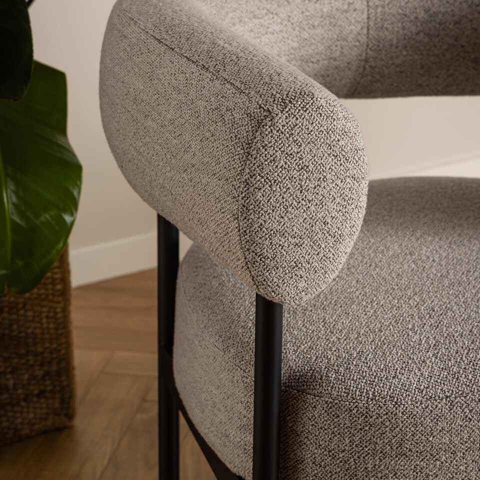 image 1 of Oakfield Lounge Chair in Beige Fabic with Black Legs