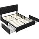image 2 of Yaheetech 150 cm W × 200 cm L Bed Frame with Adjustable Headboard and 2 Drawers Black