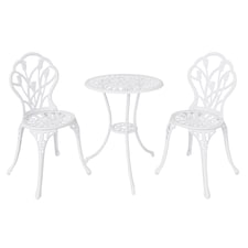 Charles Bentley 3 Piece Tulip Cast Aluminium Patio Bistro Set Table & 2 Chairs