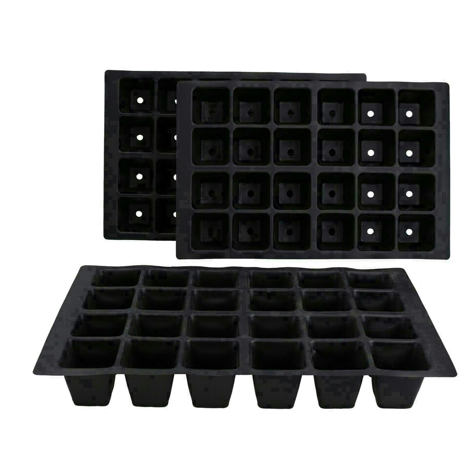 image 1 of 24 Cell Plant Trays Bedding Plant Pack Plastic Inserts Seed Tray Pots - 3 Trays