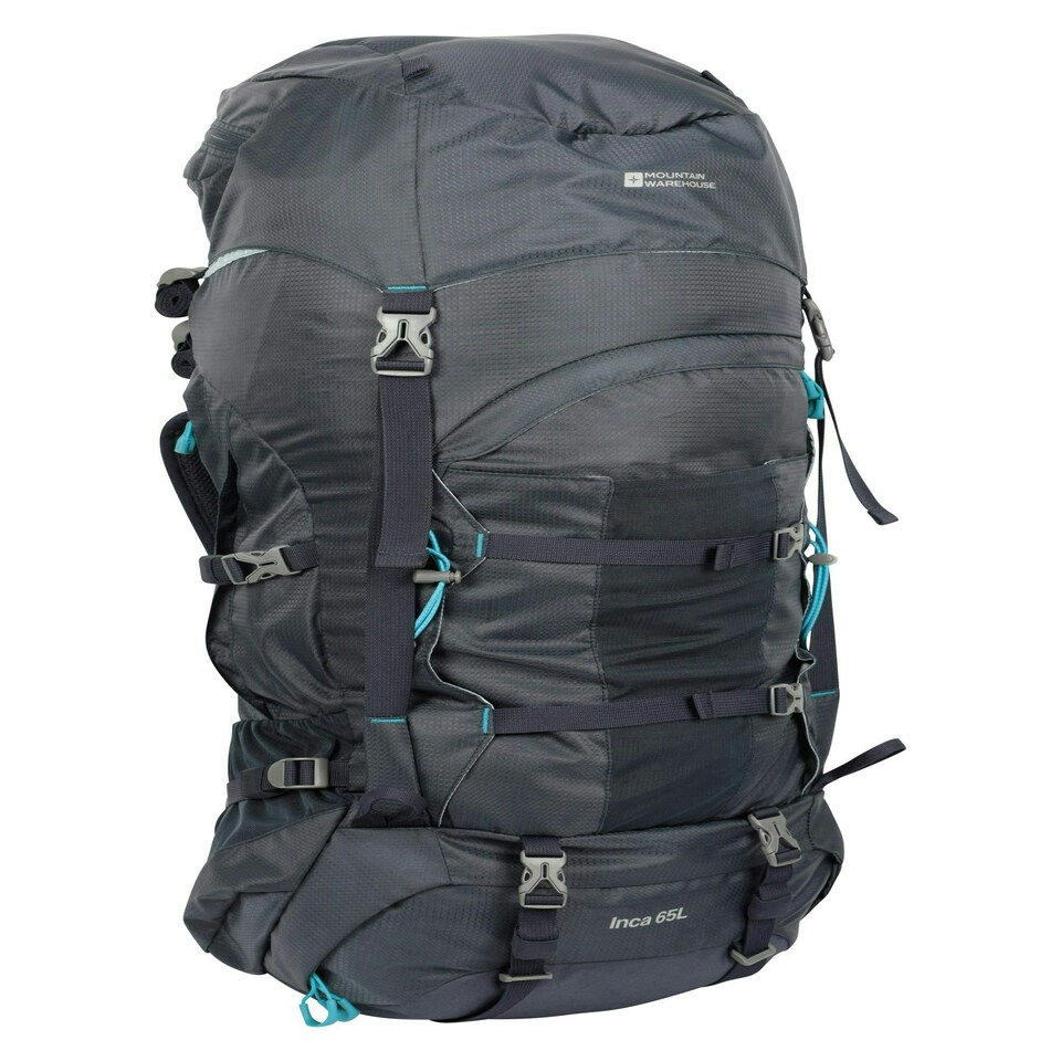 image 1 of Mountain Warehouse 65L Large Backpack Rucksack Travelling Backpacking Camping Blue | Navy