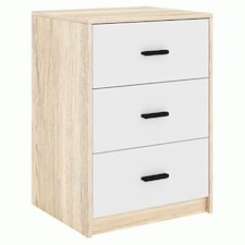 Oak 3-Drawer Bedside Table White | Accent Colour: White