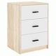 image 1 of Oak 3-Drawer Bedside Table White | Accent Colour: White
