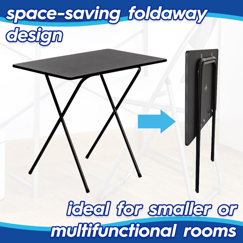 image 1 of Harbour Housewares Wooden Folding Desk & Chair Set - All Black | Black | All Black