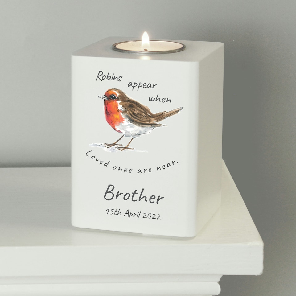 image 1 of Robins White Wooden Tea Light Holder White