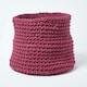 image 1 of Homescapes Plum Cotton Knitted Round Storage Basket - 42 x 37cm | Purple | L