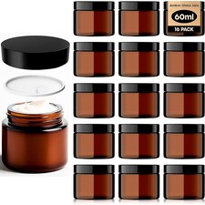 Cosmetic Amber Glass Jar Set - UV Protection for Powder, Lotion and Cream
