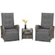 image 1 of Outsunny 3 PCs Rattan Chaise Lounge Sofa Set with Cushion for Patio Yard Brown