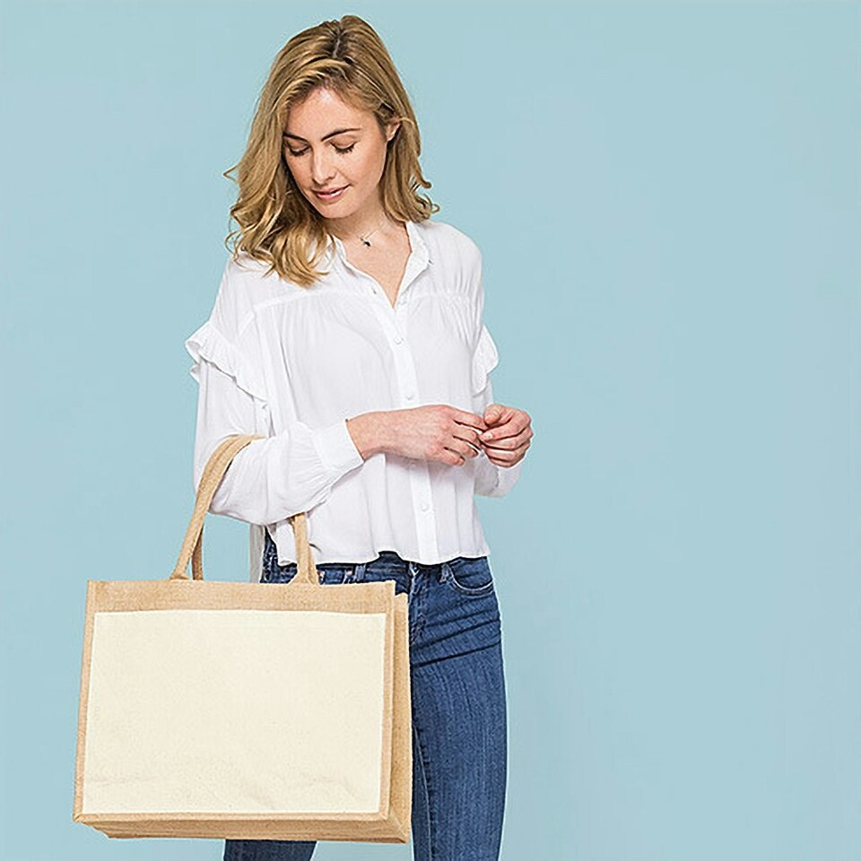 image 1 of Westford Mill Pocket Jute Shopper - Natural - One Size Cream
