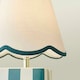 image 2 of ValueLights Evie Ceramic Cube Checkered Table Lamp with Sage Green Trim Linen Scallop Lamp Shade