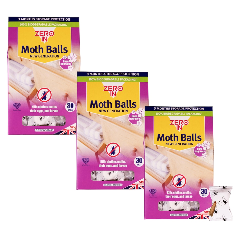 image 1 of Zero In Fabric Protection Balls for Wardrobe Drawer Storage Freshness Odor Control Long Lasting Cloth Freshener Pack of 3