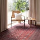 image 3 of KUKOON Distressed Red Traditional Persian Non Slip Washable Low Pile Rug 60cm x 110cm Red