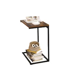 Modcraft Small Laptop Side Table and Rustic Brown & Black Industrial Sofa or Bed Desk with Steel Frame
