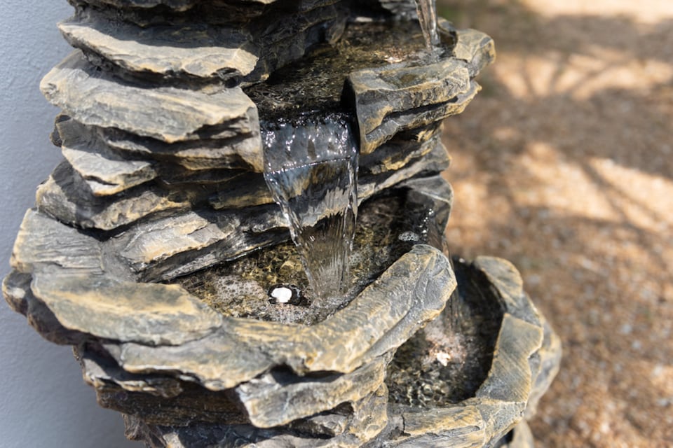 image 1 of Rock 8-Tier Cascade Garden Water Feature with Lights for Indoor & Outdoor Use H147cm