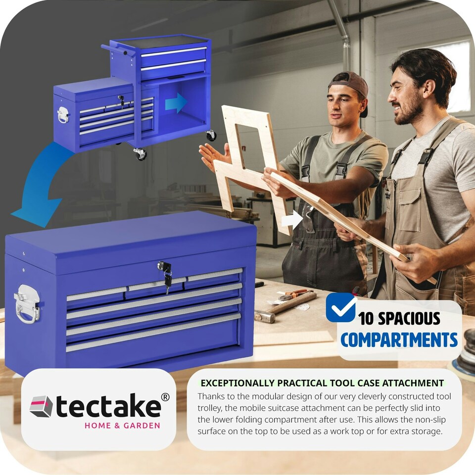 image 1 of Tool Chest - 8 drawers, 4 wheels, multiple layouts, lockable Blue | Blue