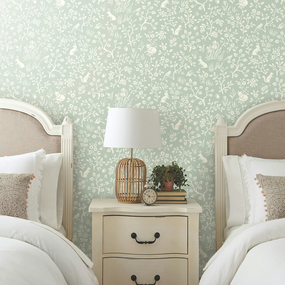 image 1 of York Premium MK1111 Fox & Hare Wallpaper, Green Multi
